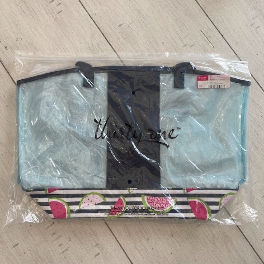 Thirty One Transparent Tote Slice Of Summer, Clear Tote Watermelon Large, NWT